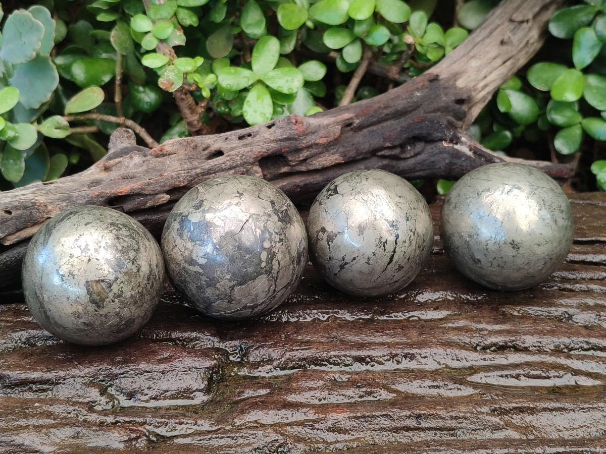 Polished Basalt Pharaoh Stone Spheres x 4 From Iron Duke Mine, Zimbabwe