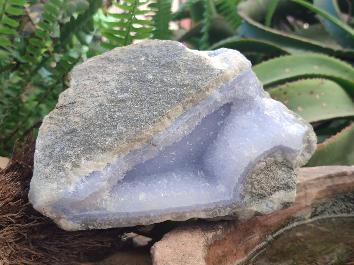 Natural Blue Lace Agate Geode Specimens x 3 From Nsanje, Malawi