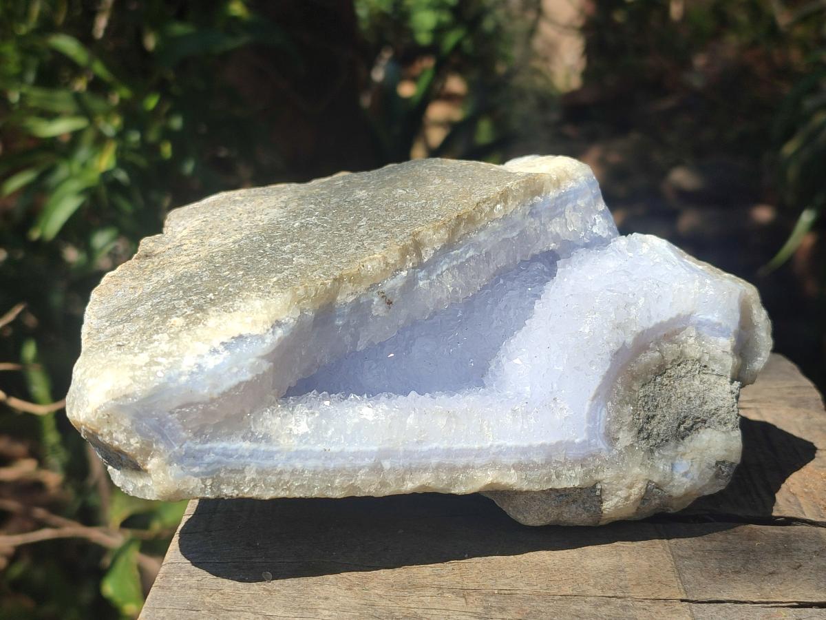 Natural Blue Lace Agate Geode Specimens x 3 From Nsanje, Malawi