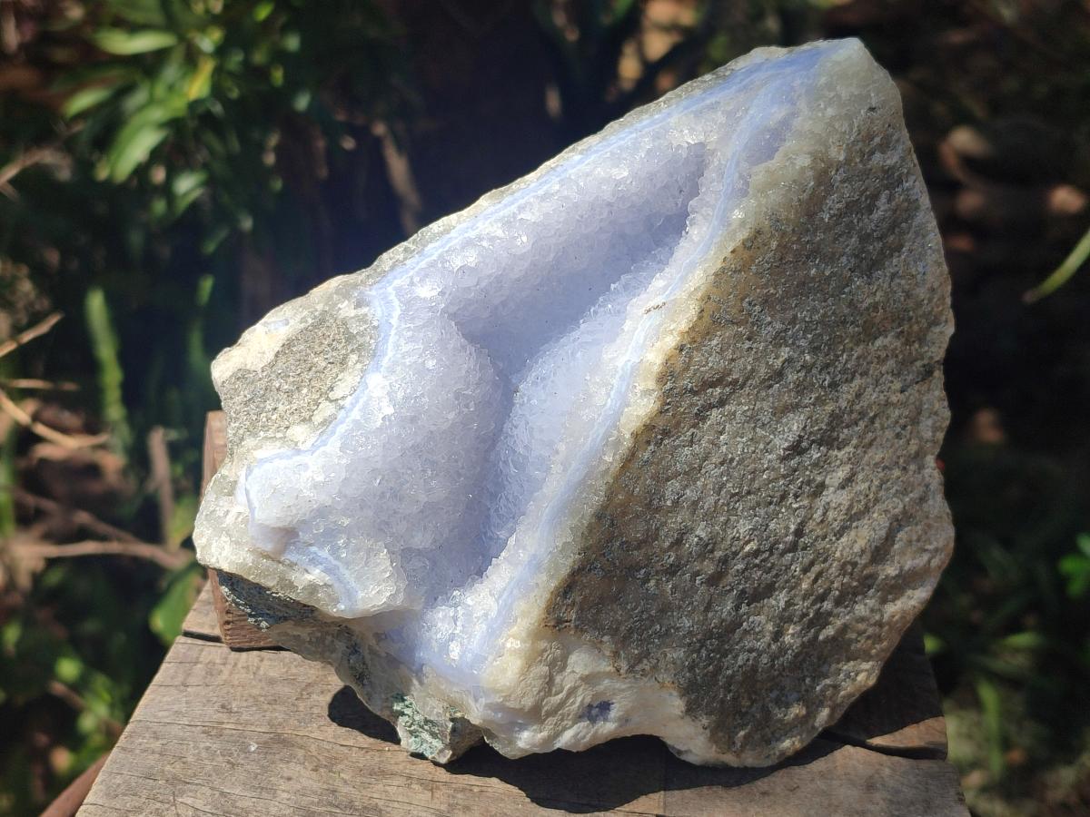 Natural Blue Lace Agate Geode Specimens x 3 From Nsanje, Malawi