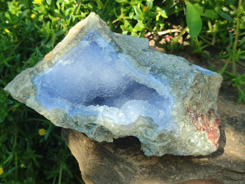 Natural Blue Lace Agate Geode Specimens x 3 From Nsanje, Malawi - Toprock Gemstones and Minerals 