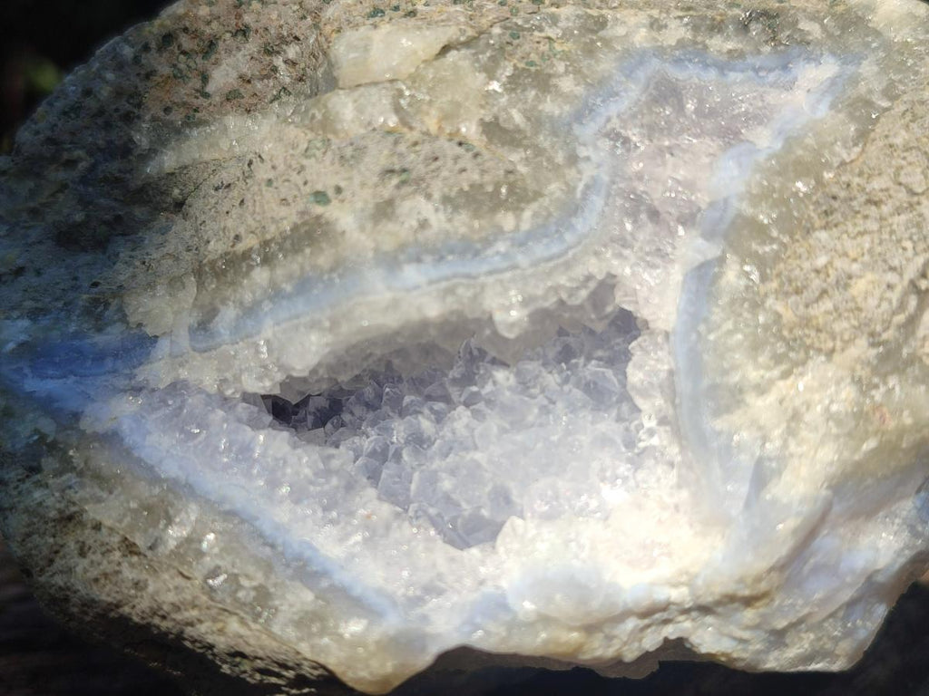 Natural Blue Lace Agate Geode Specimens x 3 From Nsanje, Malawi