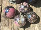 Polished Rhodonite Gemstone Spheres x 4 From Ambindavato, Madagascar