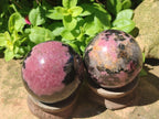 Polished Rhodonite Gemstone Spheres x 4 From Ambindavato, Madagascar