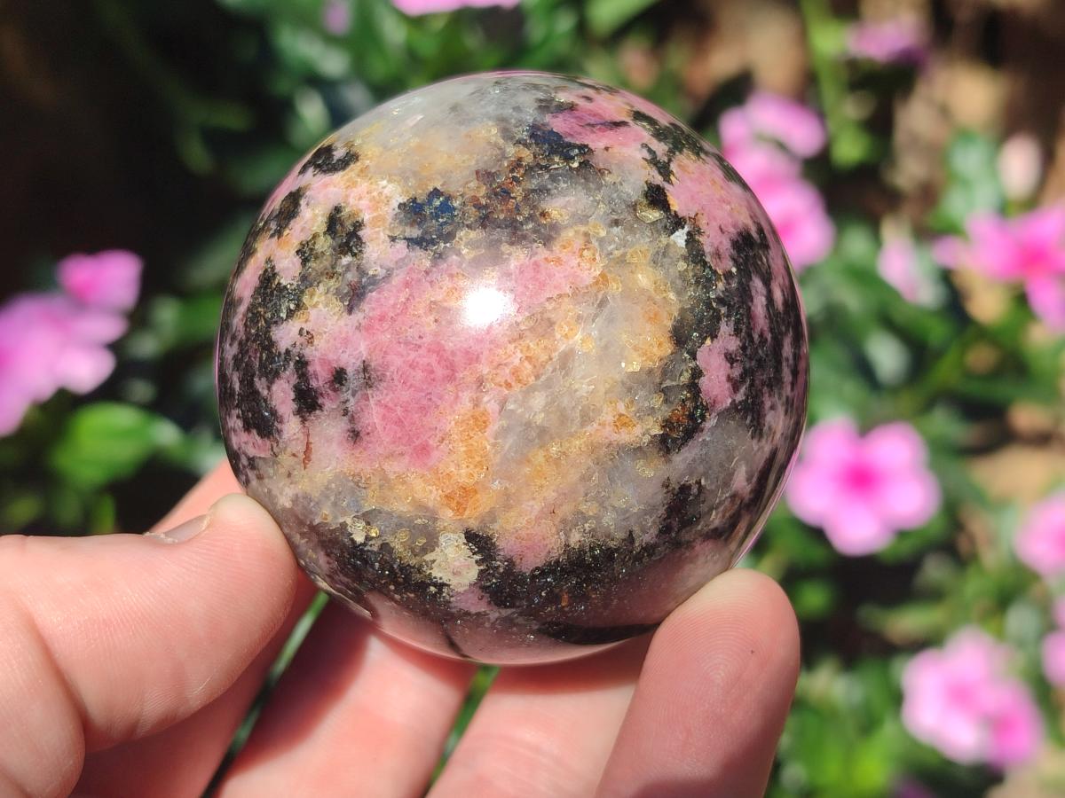 Polished Rhodonite Gemstone Spheres x 4 From Ambindavato, Madagascar
