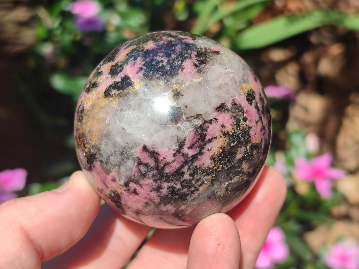 Polished Rhodonite Gemstone Spheres x 4 From Ambindavato, Madagascar