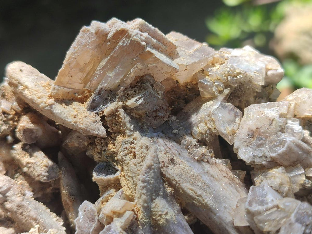 Natural Stacked Rhombohedral Calcite Clusters with Phosphorus Aragonite and Spearhead Crystals x 3 From Albert's Mountain, Lesotho