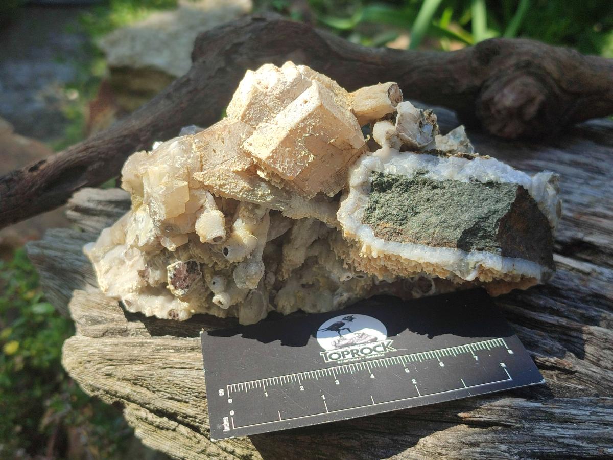 Natural Stacked Rhombohedral Calcite Clusters with Phosphorus Aragonite and Spearhead Crystals x 3 From Albert's Mountain, Lesotho