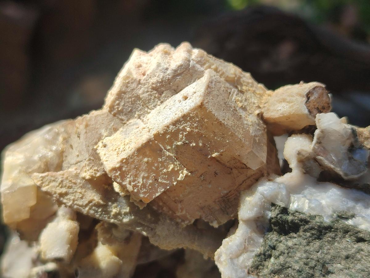 Natural Stacked Rhombohedral Calcite Clusters with Phosphorus Aragonite and Spearhead Crystals x 3 From Albert's Mountain, Lesotho