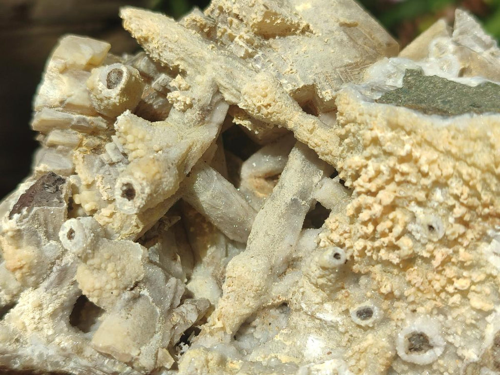 Natural Stacked Rhombohedral Calcite Clusters with Phosphorus Aragonite and Spearhead Crystals x 3 From Albert's Mountain, Lesotho