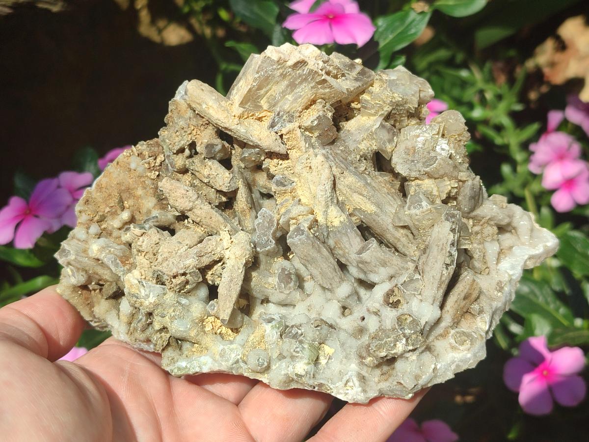Natural Stacked Rhombohedral Calcite Clusters with Phosphorus Aragonite and Spearhead Crystals x 3 From Albert's Mountain, Lesotho