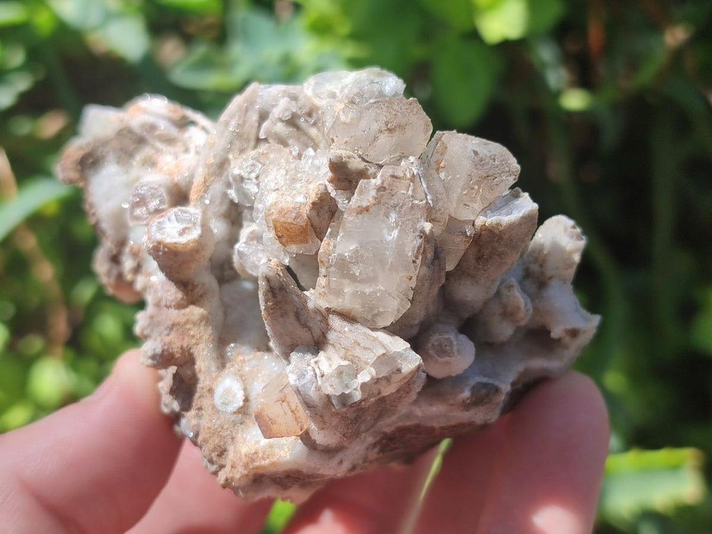 Natural Stacked Rhombohedral Calcite Clusters with Phosphorus Aragonite and Spearhead Crystals x 3 From Albert's Mountain, Lesotho