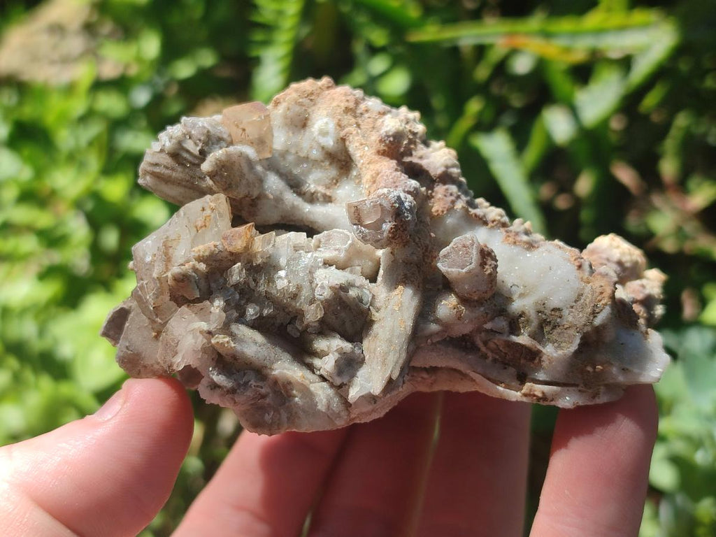 Natural Stacked Rhombohedral Calcite Clusters with Phosphorus Aragonite and Spearhead Crystals x 3 From Albert's Mountain, Lesotho