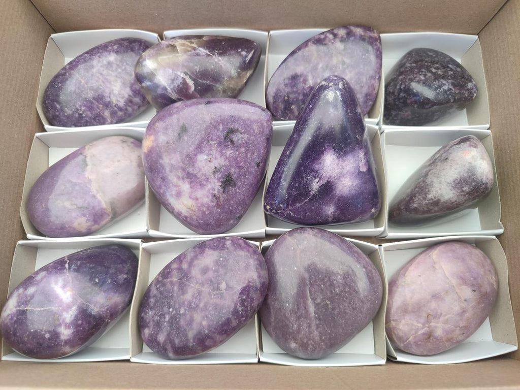 Polished Lepidolite Free Forms x 12 From Zimbabwe