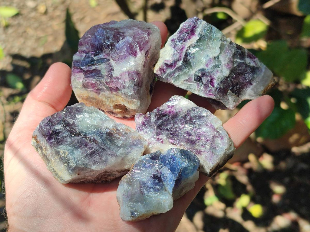 Natural Watermelon Fluorite Cobbed Specimens x 24 From Uis, Namibia