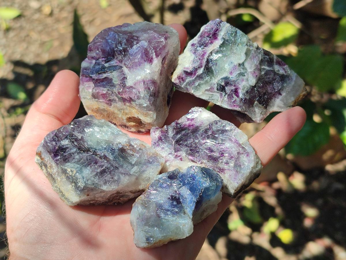 Natural Watermelon Fluorite Cobbed Specimens x 24 From Uis, Namibia