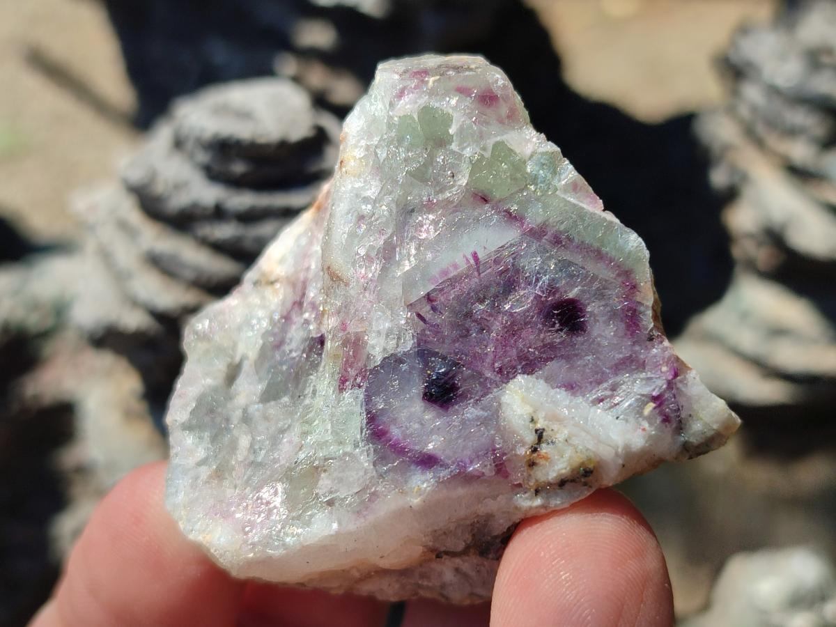 Natural Watermelon Fluorite Cobbed Specimens x 24 From Uis, Namibia