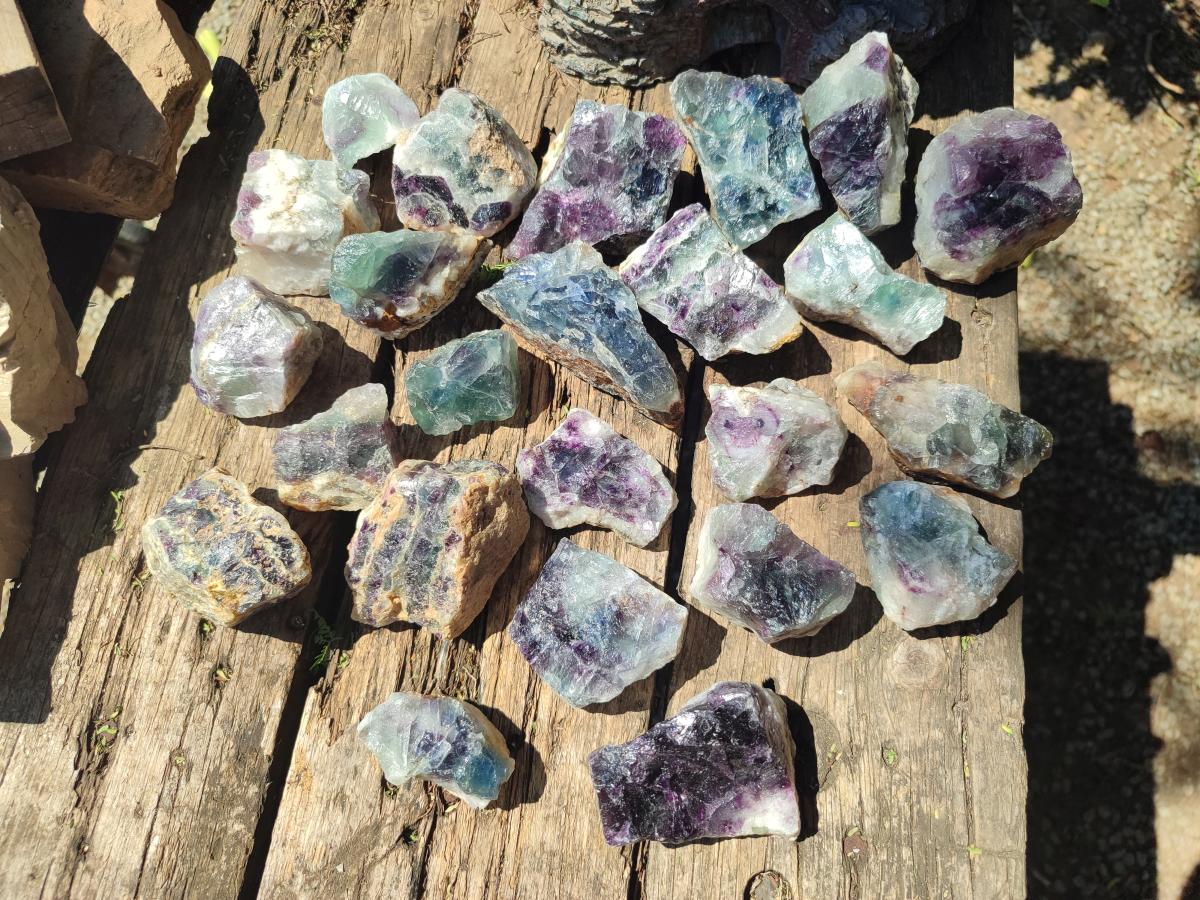 Natural Watermelon Fluorite Cobbed Specimens x 24 From Uis, Namibia