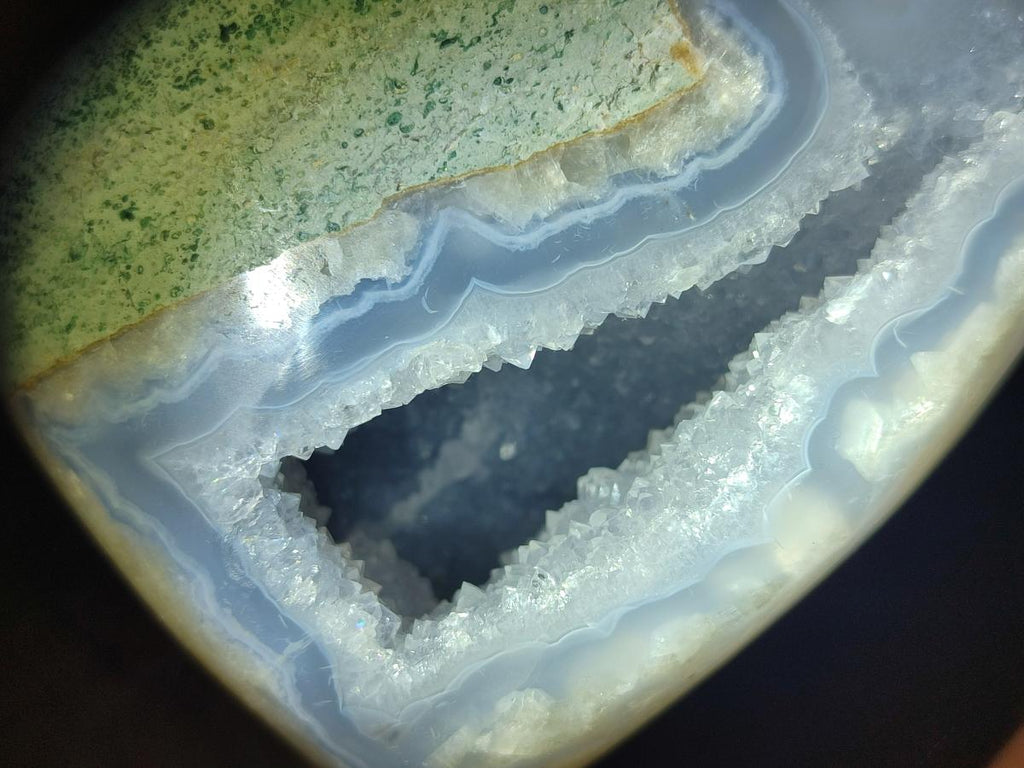 Polished and Natural Blue Lace Agate Standing Display Pieces x 2 From Nsanje, Malawi