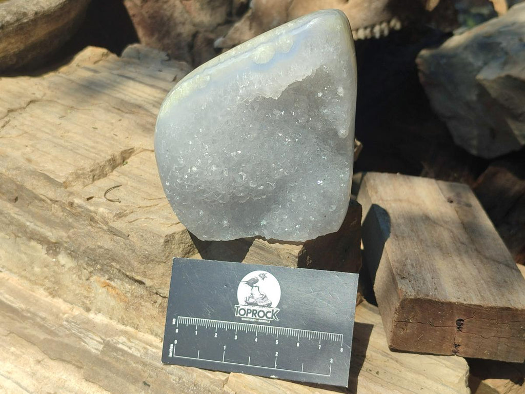 Polished and Natural Blue Lace Agate Standing Display Pieces x 2 From Nsanje, Malawi