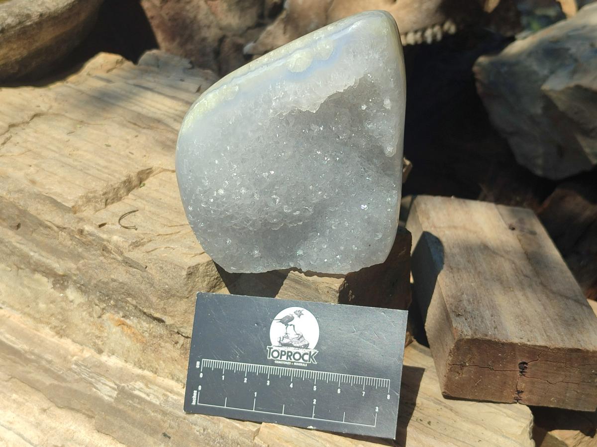 Polished and Natural Blue Lace Agate Standing Display Pieces x 2 From Nsanje, Malawi