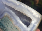 Polished and Natural Blue Lace Agate Standing Display Pieces x 2 From Nsanje, Malawi