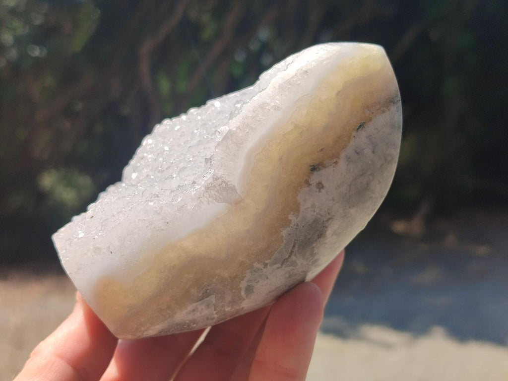 Polished and Natural Blue Lace Agate Standing Display Pieces x 2 From Nsanje, Malawi