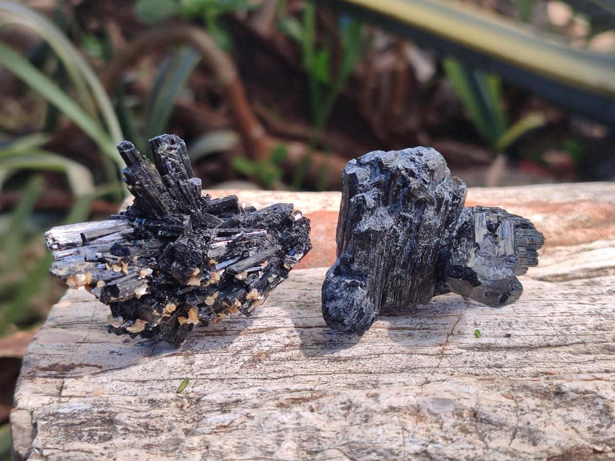 Natural Schorl Black Tourmaline Specimens x 12 From Erongo, Namibia
