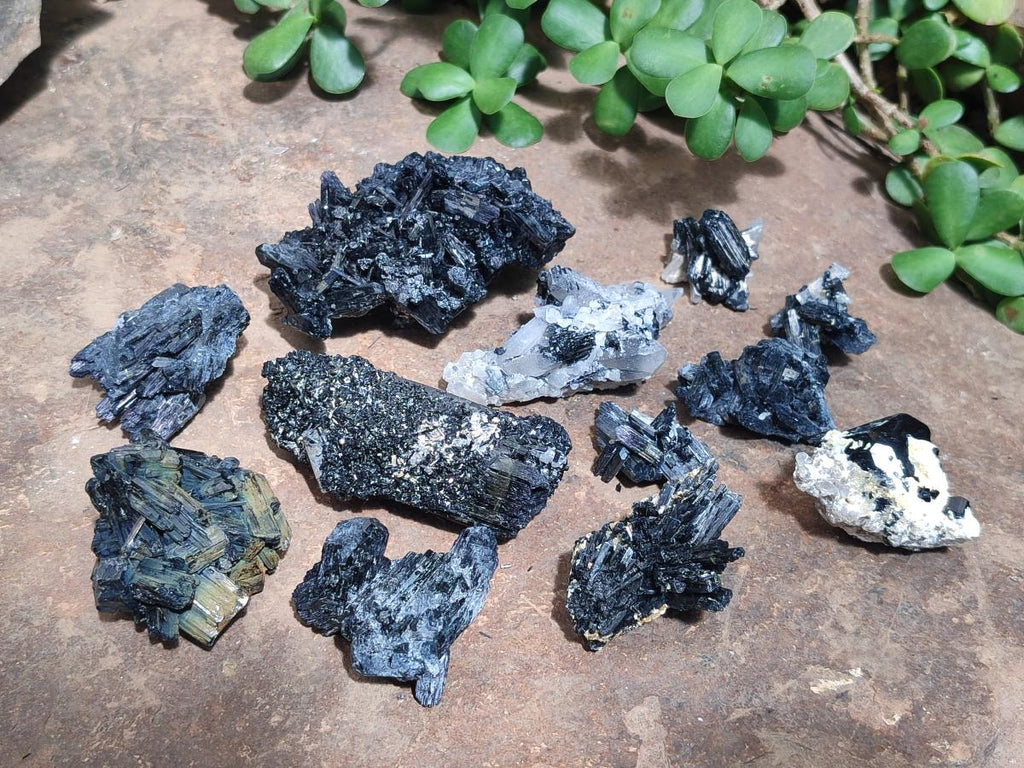 Natural Schorl Black Tourmaline Specimens x 12 From Erongo, Namibia