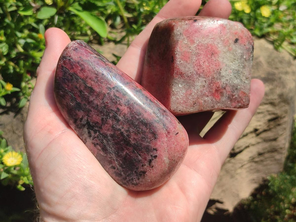 Polished Red Rhodesian Rhodonite Free Forms x 4 From Rhusinga, Zimbabwe