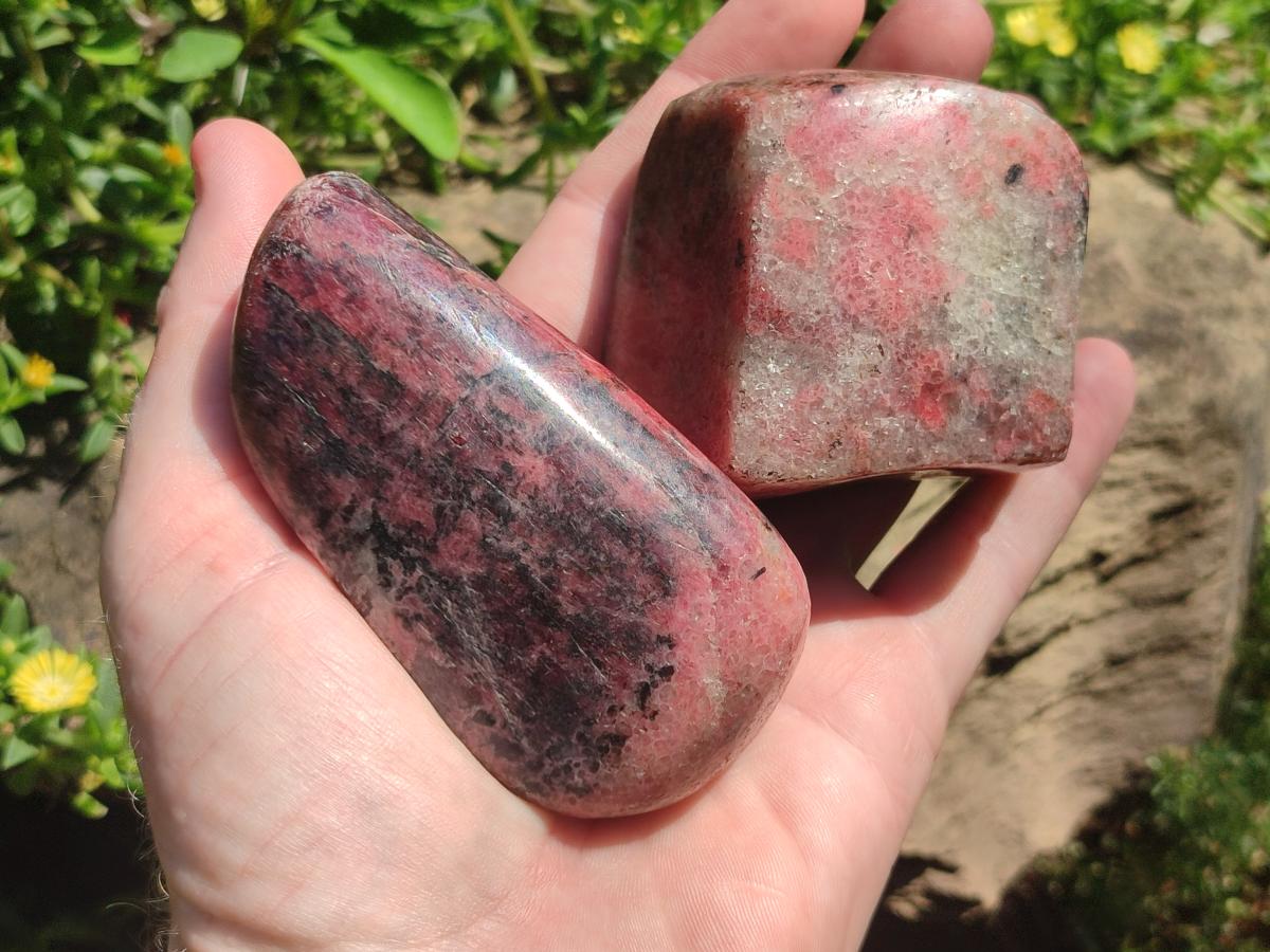 Polished Red Rhodesian Rhodonite Free Forms x 4 From Rhusinga, Zimbabwe