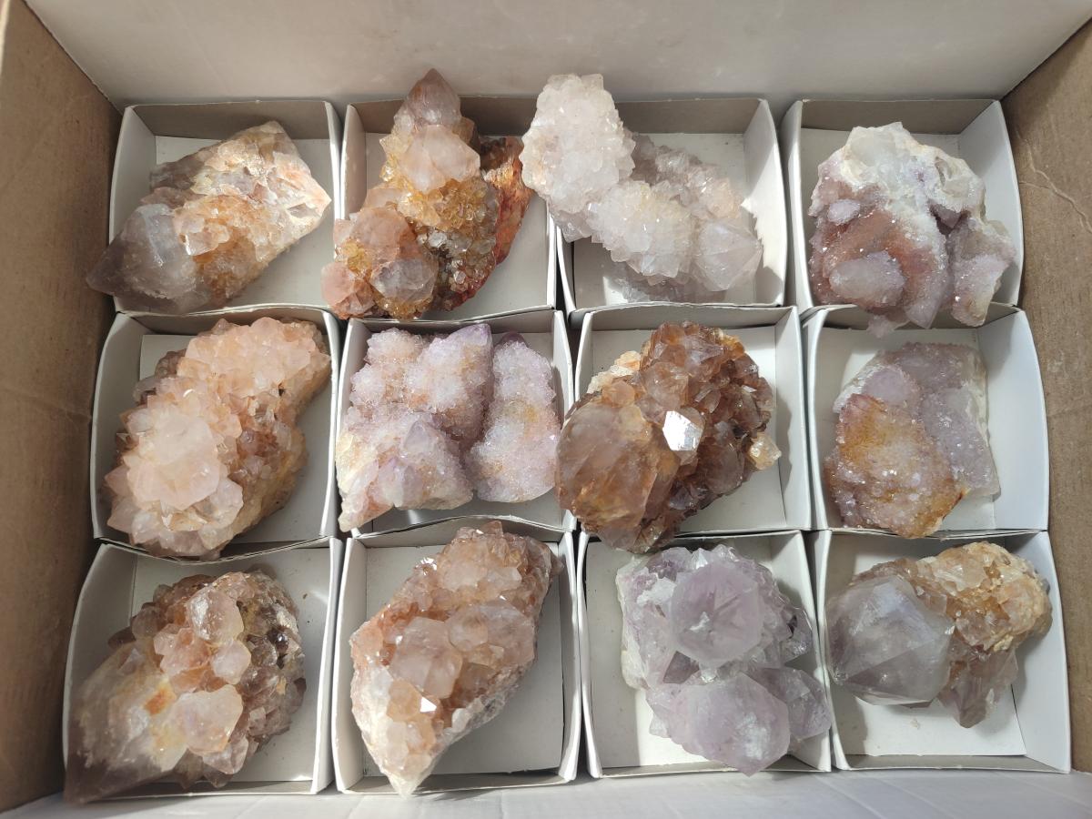 Natural Mix of Spirit Quartz Crystals and Clusters x 13 From Boekenhouthoek, South Africa