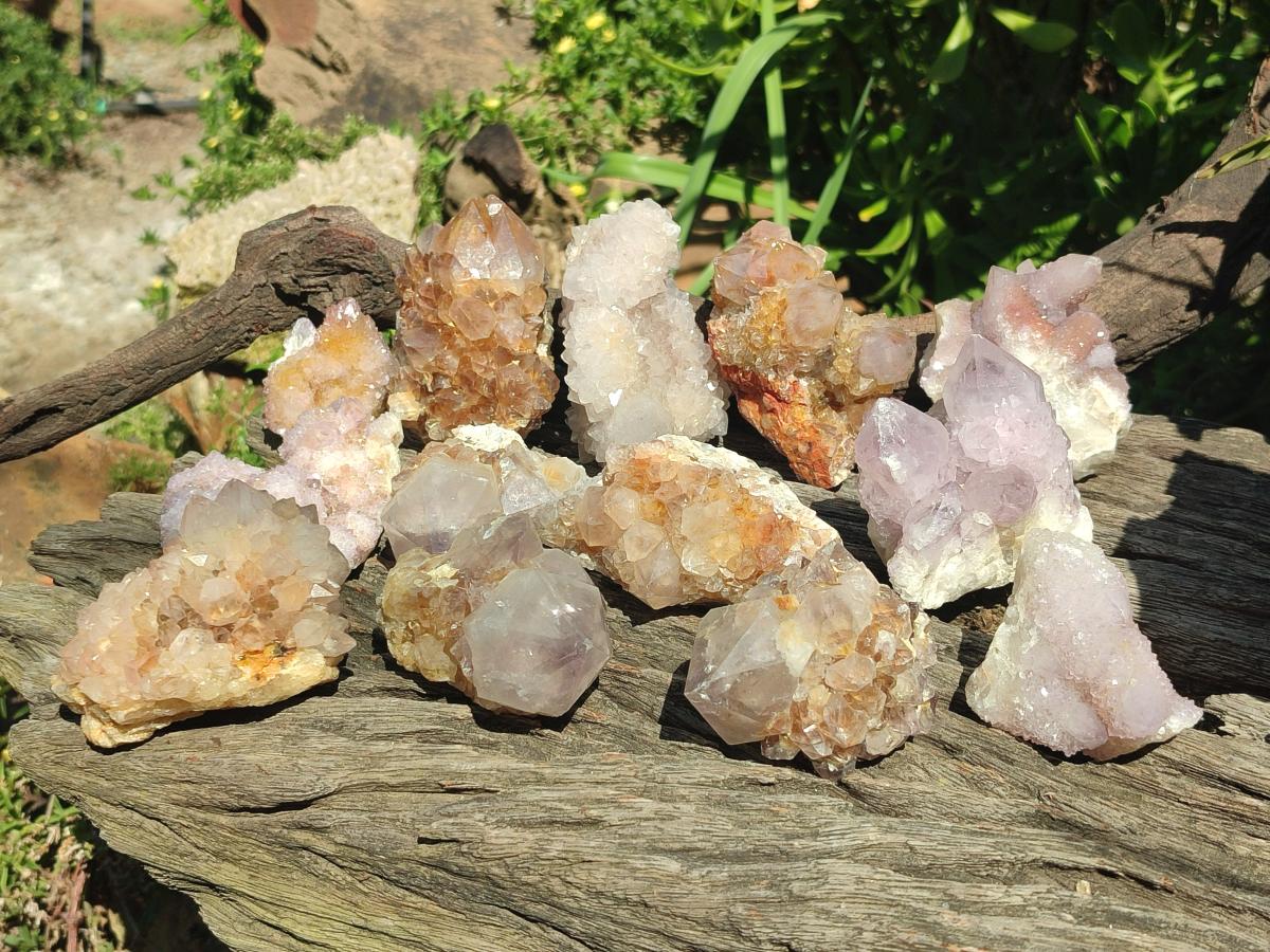 Natural Mix of Spirit Quartz Crystals and Clusters x 13 From Boekenhouthoek, South Africa