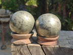 Polished Basalt Pharaoh Stone Spheres x 2 From Iron Duke Mine, Zimbabwe