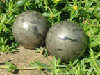 Polished Basalt Pharaoh Stone Spheres x 2 From Iron Duke Mine, Zimbabwe