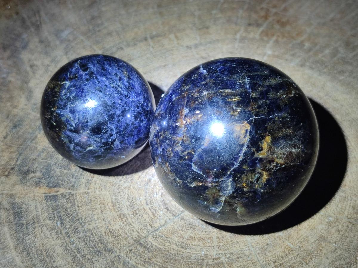 Polished Blue Iolite "Water Sapphire" Spheres x 3 From Madagascar