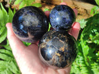 Polished Blue Iolite "Water Sapphire" Spheres x 3 From Madagascar