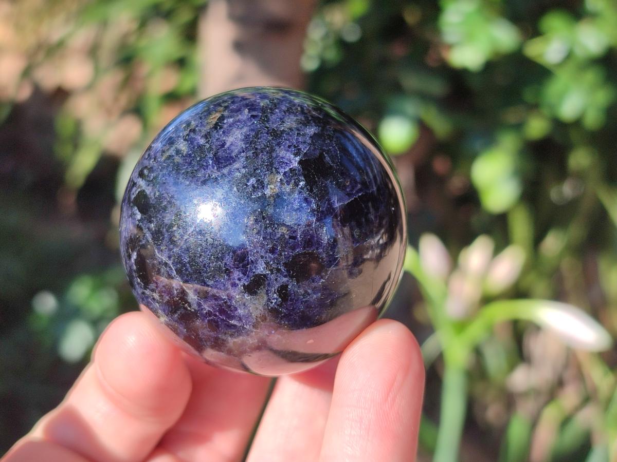 Polished Blue Iolite "Water Sapphire" Spheres x 3 From Madagascar