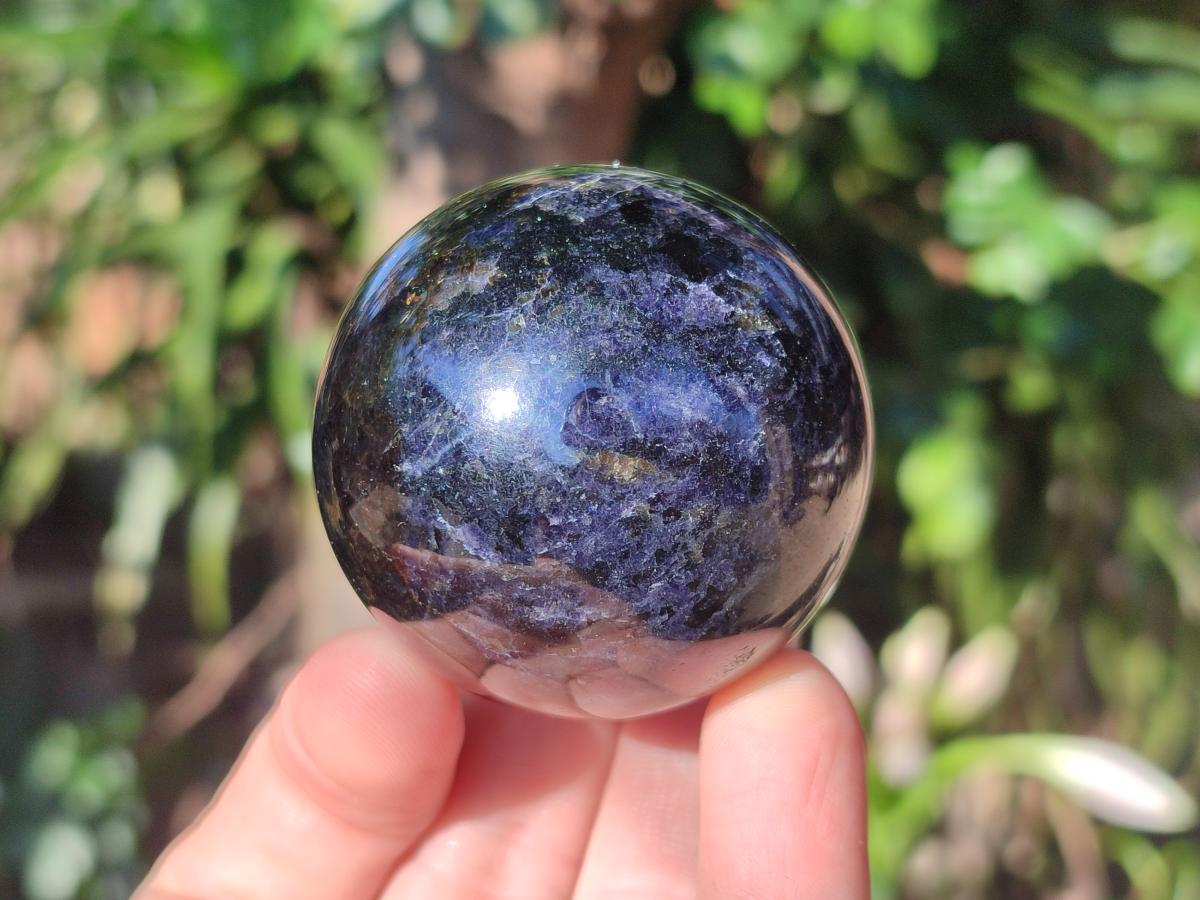 Polished Blue Iolite "Water Sapphire" Spheres x 3 From Madagascar