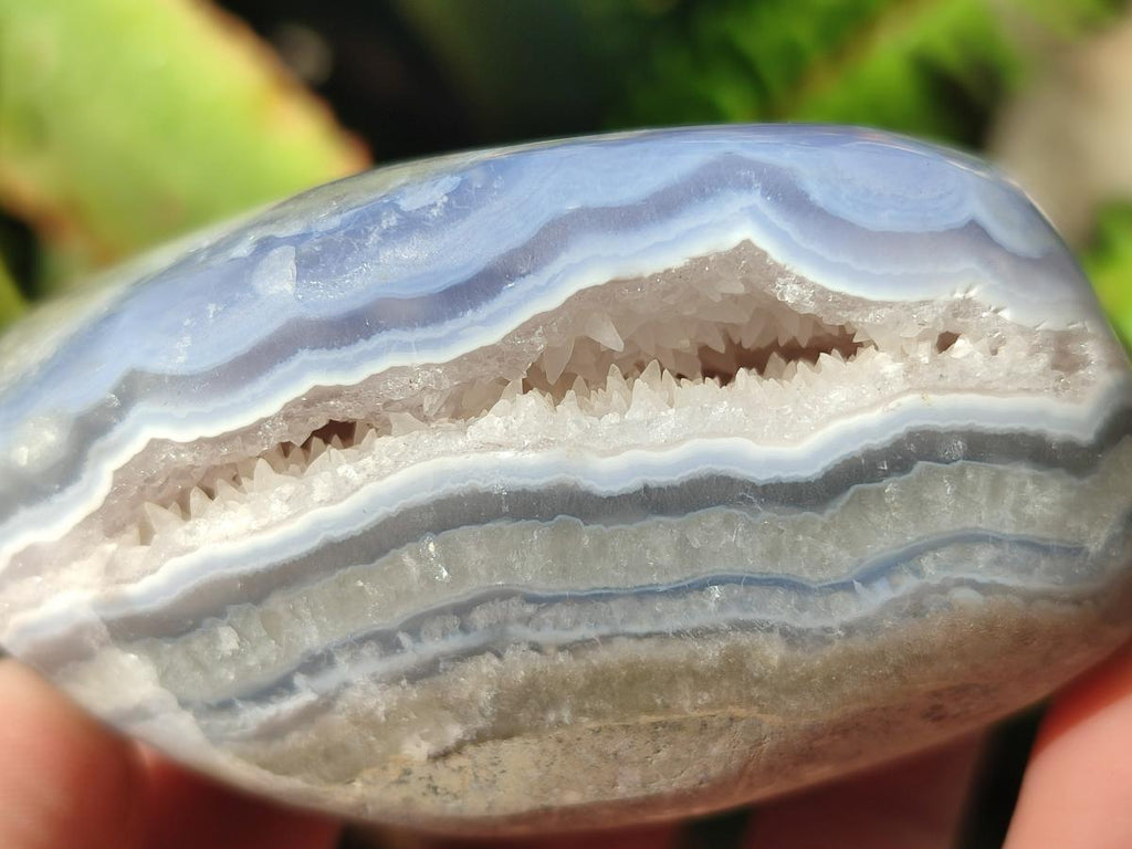 Polished Blue Lace Agate Standing Display Pieces x 3 From Nsanje, Malawi