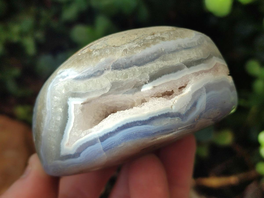 Polished Blue Lace Agate Standing Display Pieces x 3 From Nsanje, Malawi