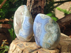 Polished Blue Lace Agate Standing Display Pieces x 3 From Nsanje, Malawi