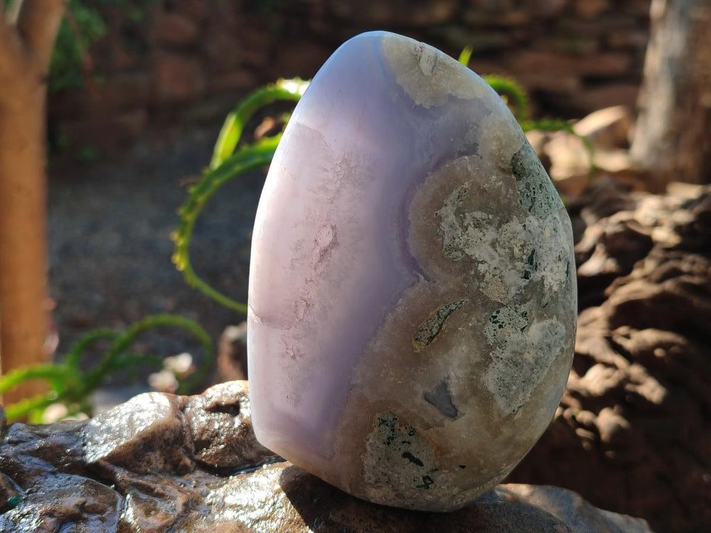 Polished Blue Lace Agate Standing Display Pieces x 3 From Nsanje, Malawi