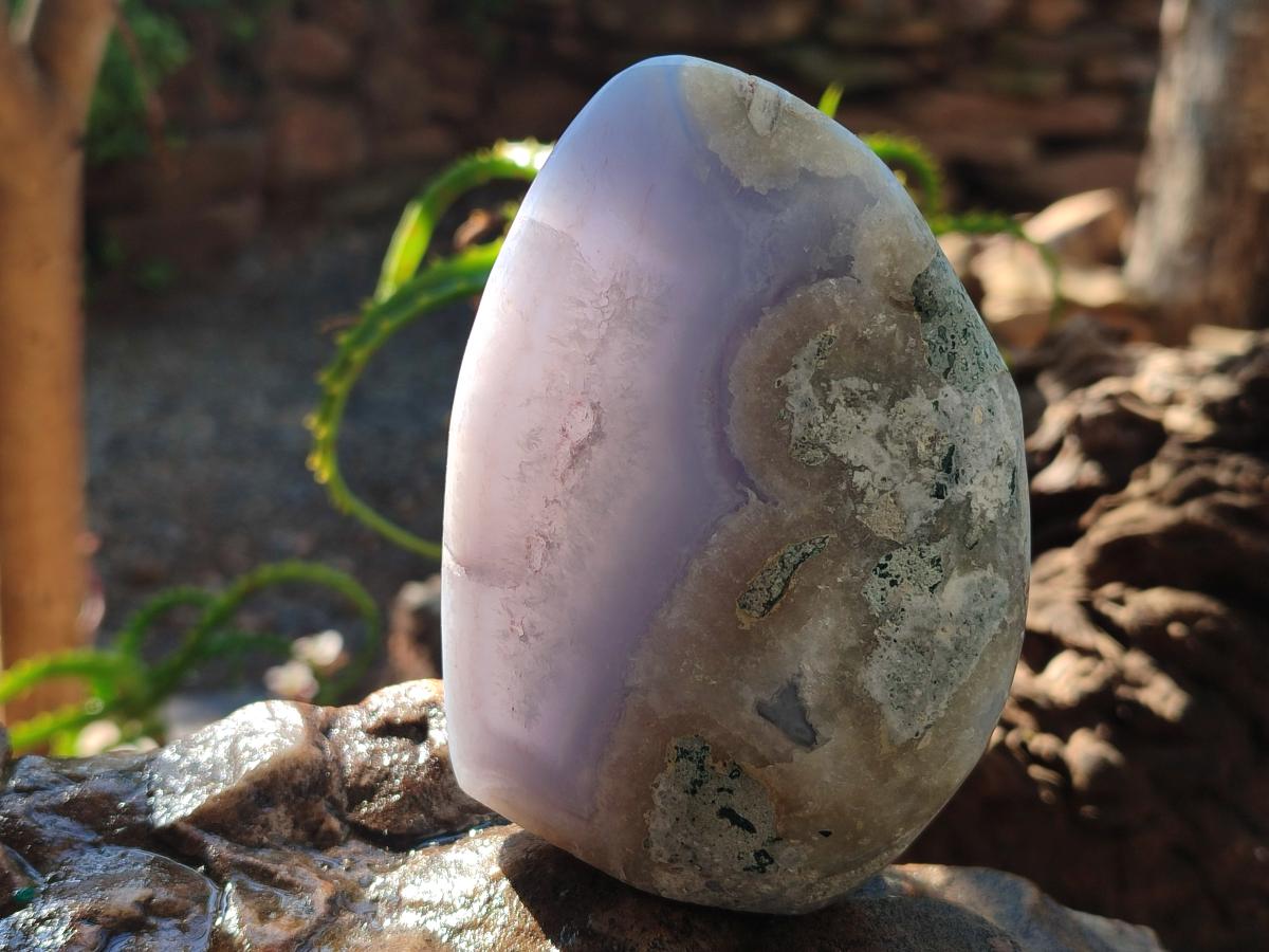 Polished Blue Lace Agate Standing Display Pieces x 3 From Nsanje, Malawi