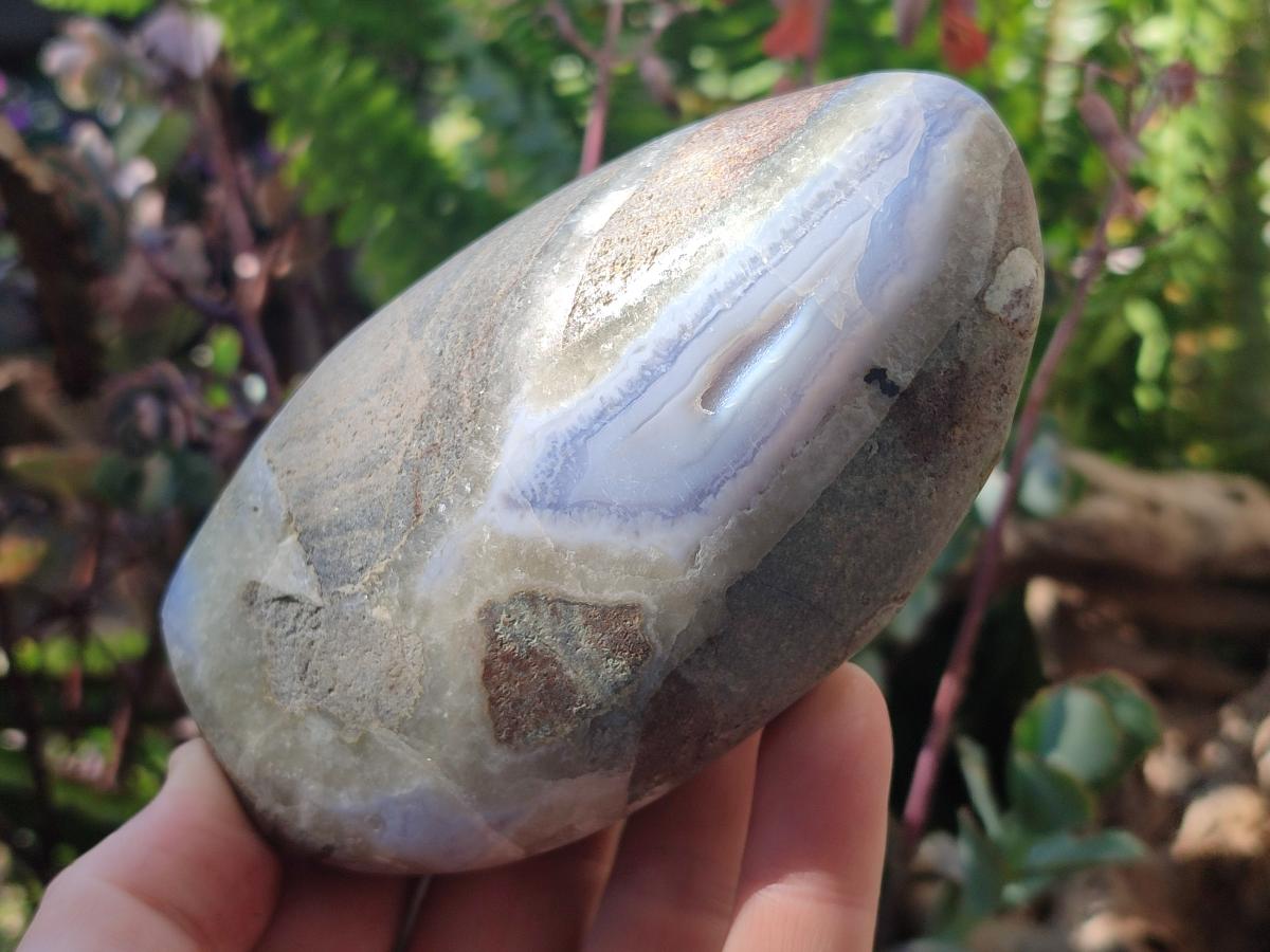Polished Blue Lace Agate Standing Display Pieces x 3 From Nsanje, Malawi