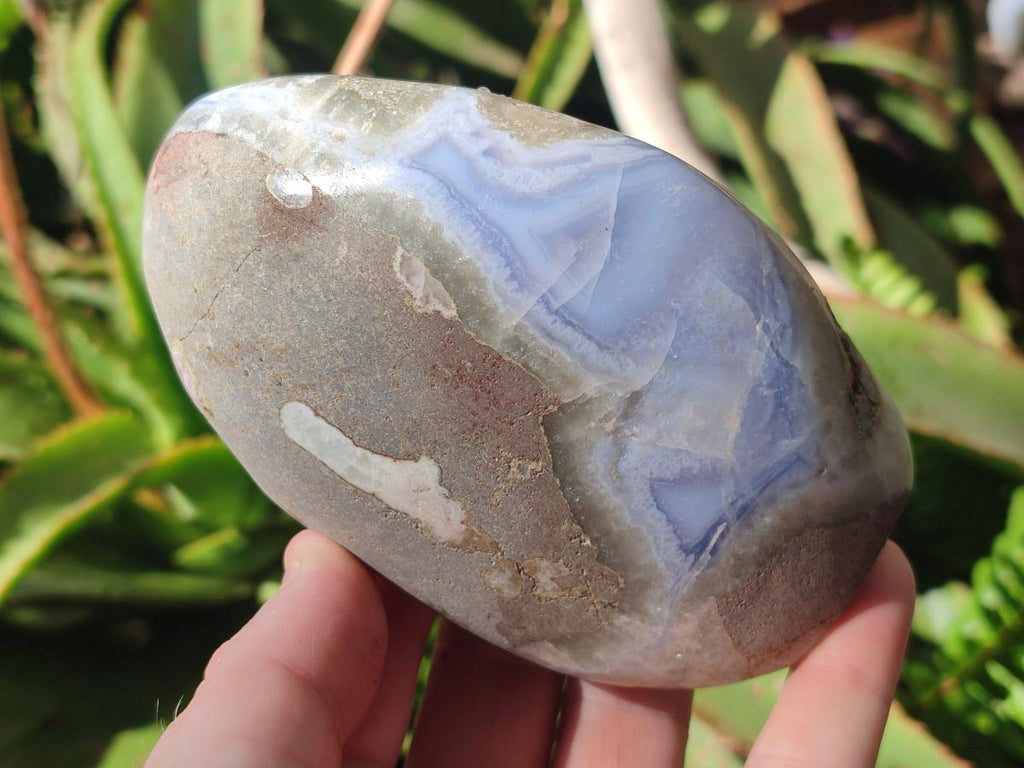 Polished Blue Lace Agate Standing Display Pieces x 3 From Nsanje, Malawi