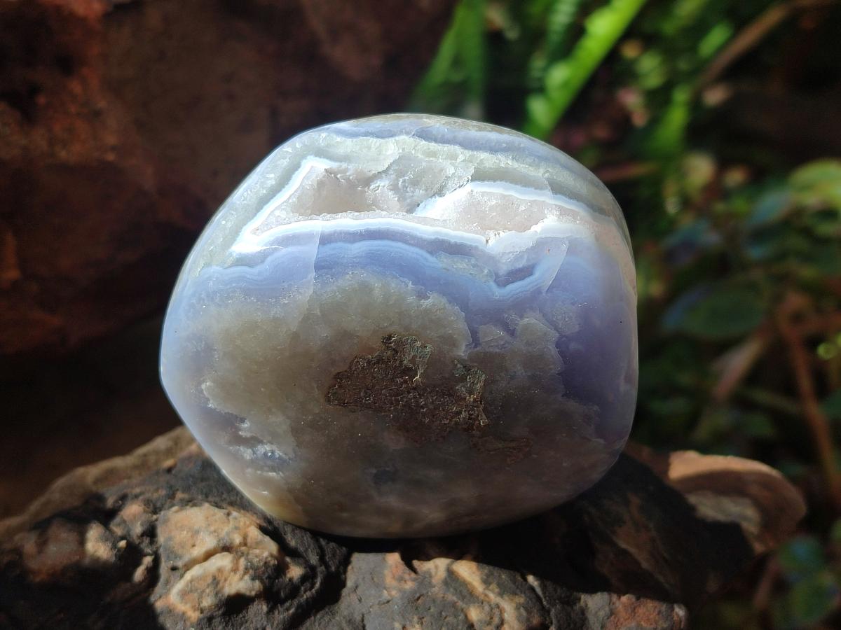 Polished Blue Lace Agate Standing Display Pieces x 3 From Nsanje, Malawi