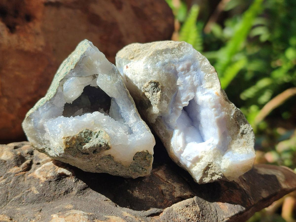 Natural Blue Lace Agate Geode Specimens x 24 From Nsanje, Malawi