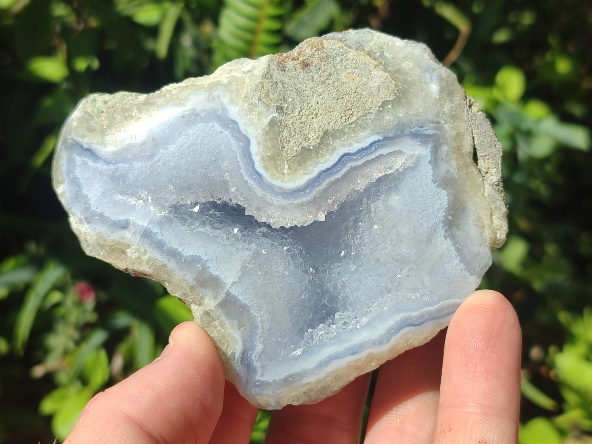 Polished One Side Blue Lace Agate Geodes x 6 From Nsanje, Malawi