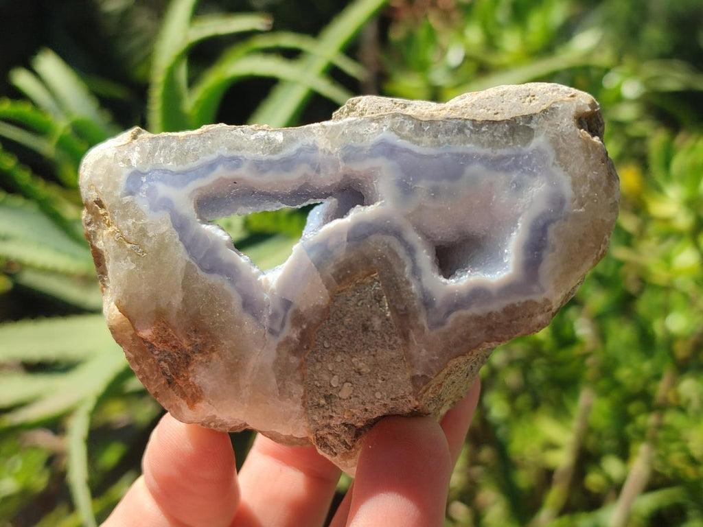 Polished One Side Blue Lace Agate Geodes x 6 From Nsanje, Malawi